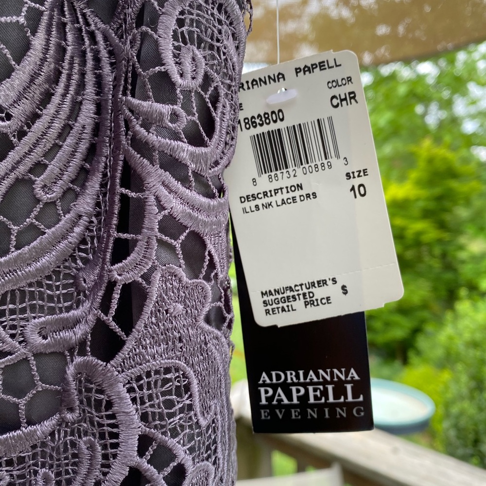 NWT Price Drop‼️Adrianna Papell. Mid-Gray Short to Midi, Lace Dress. Size:4 - Picture 6 of 11